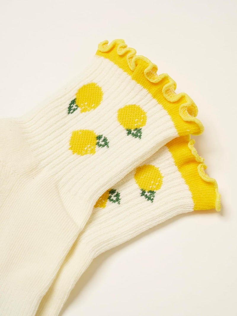 Shapes Studio Crew Half Calf Grip Socks, Cutest Fruits Pilates Socks, Ruffle socks, Non-Slip, Barre Yoga Fitness - Image 5